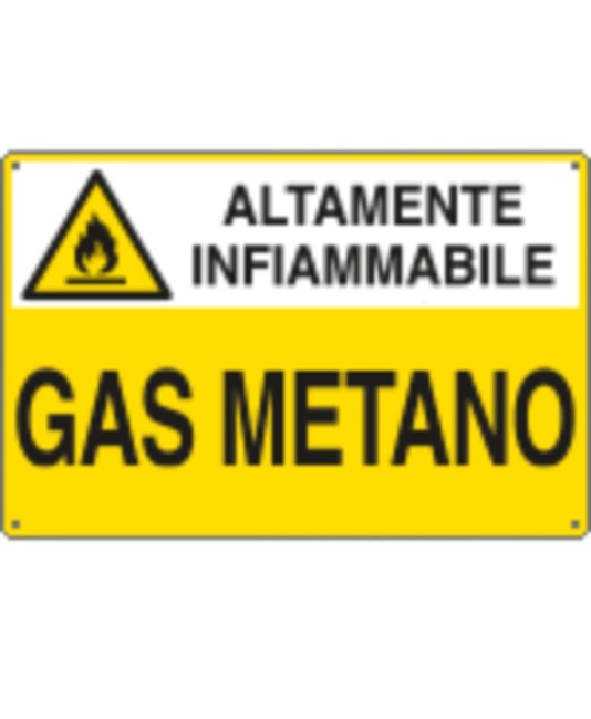 Cartello 'Gas metano altamente infiammabile' Cartello 'Gas metano altamente infiammabile'
