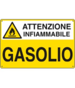 Cartello 'gasolio attenzione infiammabile'