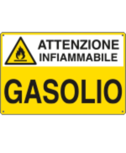 Cartello 'gasolio attenzione infiammabile' Cartello 'gasolio attenzione infiammabile'