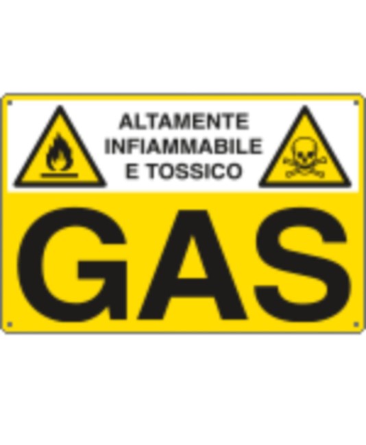 Cartello 'gas altamente infiammabile e tossico' Cartello 'gas altamente infiammabile e tossico'