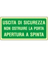 Cartello fotoluminescente 'uscita di sicurezza non ostruire la porta apertura a spinta'