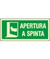 Cartello fotoluminescente con simbolo 'apertura a spinta a sinistra'