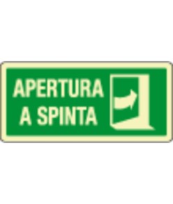 Cartello fotoluminescente con simbolo 'apertura a spinta'