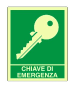 Cartello fotoluminescente 'chiave di emergenza'