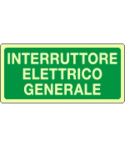 Cartello fotoluminescente 'interruttore elettrico generale'
