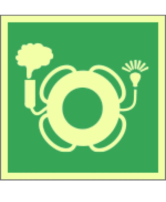 cartelli di sicurezza marittimo fotoluminescente con simbolo salvagente con luce e fumo cartelli di sicurezza marittimo fotoluminescente con simbolo salvagente con luce e fumo