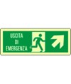 Cartello fotoluminescente 'uscita di emergenza in alto a destra'