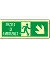 Cartello fotoluminescente 'uscita di emergenza in basso a destra'