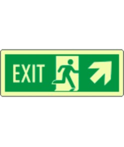 Cartello fotoluminescente 'uscita di emergenza in alto a destra EXIT'