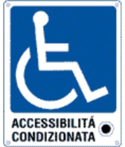 Cartello indicazione 'accessibilita' condizionata ai disabili'
