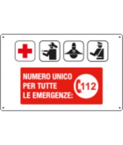 Cartello informativo 'numero unico per tutte le emergenze 112'