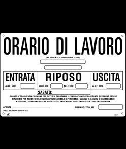 Cartello informativo 'orario di lavoro"