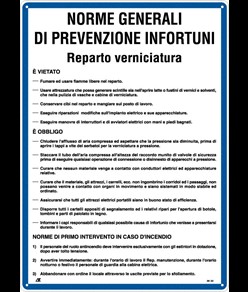 Cartello 'prevenzione infortuni reparto verniciatura'