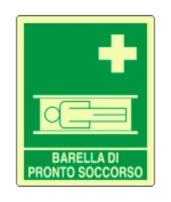 Cartello fotoluminescente 'barella pronto soccorso'