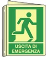 Cartello bifacciale luminescente uscita di emergenza destra  Din Plus