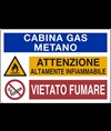 Cartello 'Cabina gas metano. Attenzione altamente