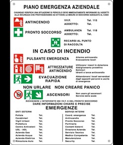 Cartello multisimbolo 'piano emergenza aziendale'