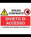 Cartello multisimbolo 'spazio confinato, divieto di accesso'