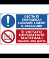 Cartello multisimbolo 'uscita di emergenza lasciare libero il passaggio...'