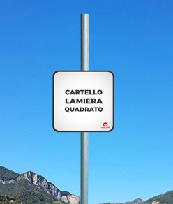 Cartello personalizzato in lamiera scatolata formato quadrato
