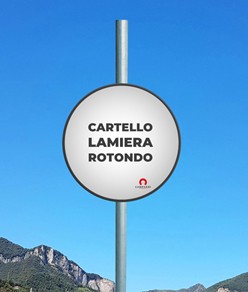 Cartello personalizzato in lamiera scatolata formato rotondo