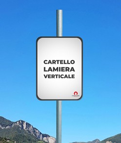 Cartello personalizzato in lamiera scatolata formato verticale