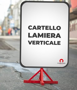 Cartello personalizzato in lamiera scatolata formato verticale
