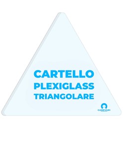 Cartello formato triangolare personalizzato in plexiglass da 5mm  su richiesta del cliente