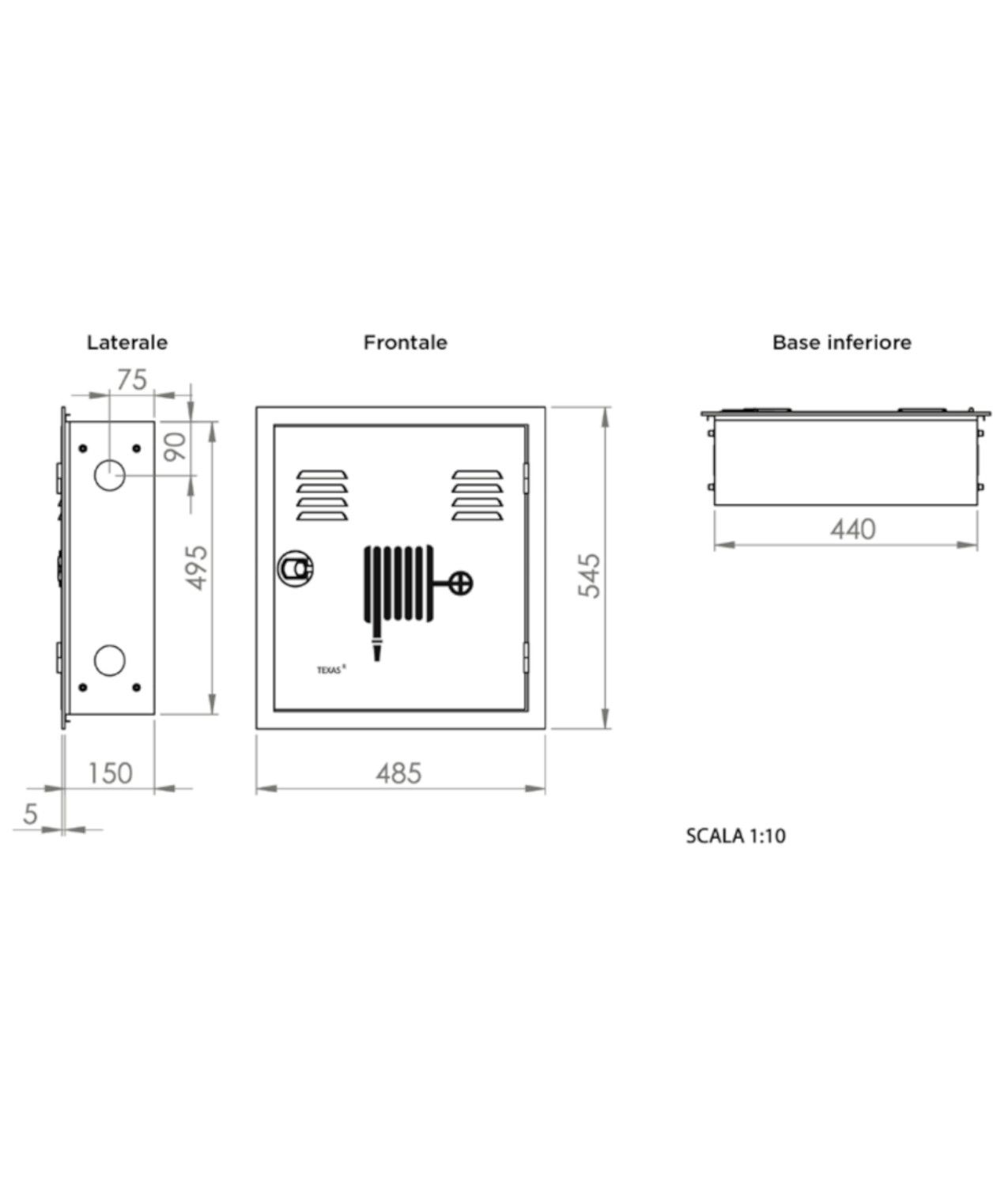 Cassetta a incasso vuota con telaio regolabile UNI 45  Texas