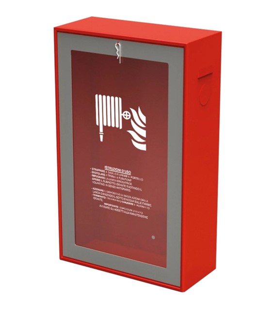 Cassetta rossa vuota per manichetta idrante UNI 45  Airone
