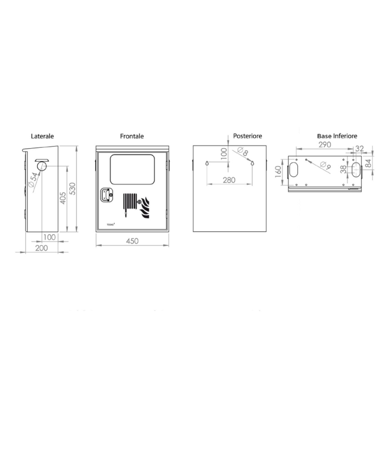 Cassetta vuota con sella forma C UNI 45  Texas Window