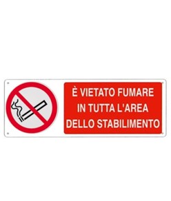 Cartello vietato  fumare in tutta l'area dello stabilimento