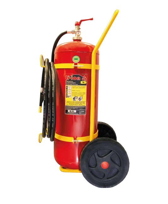 Estintore carrellato a schiuma da 50 lt in acciaio INOX Estintore carrellato a schiuma da 50 lt in acciaio INOX
