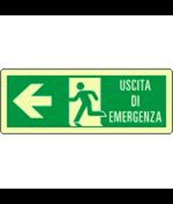 Etichette adesive fotoluminescenti uscita emergenza a sinistra