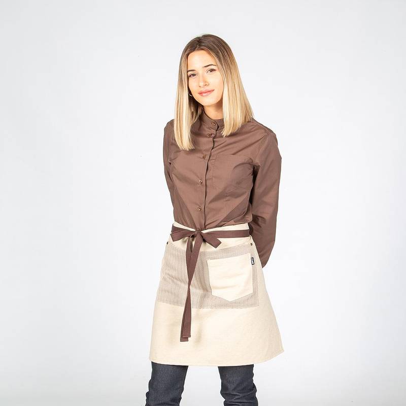 Grembiule senza pettorina beige combi a spina di pesce Garys