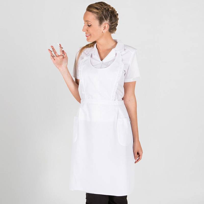 Grembiule volant merletto twill bianca Garys