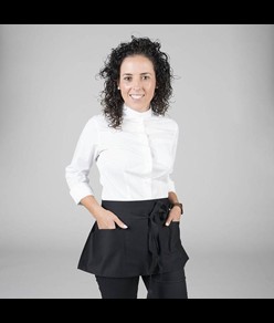 Grembiule s/pettorina corto c/tasche bretelle cotone bianco Garys