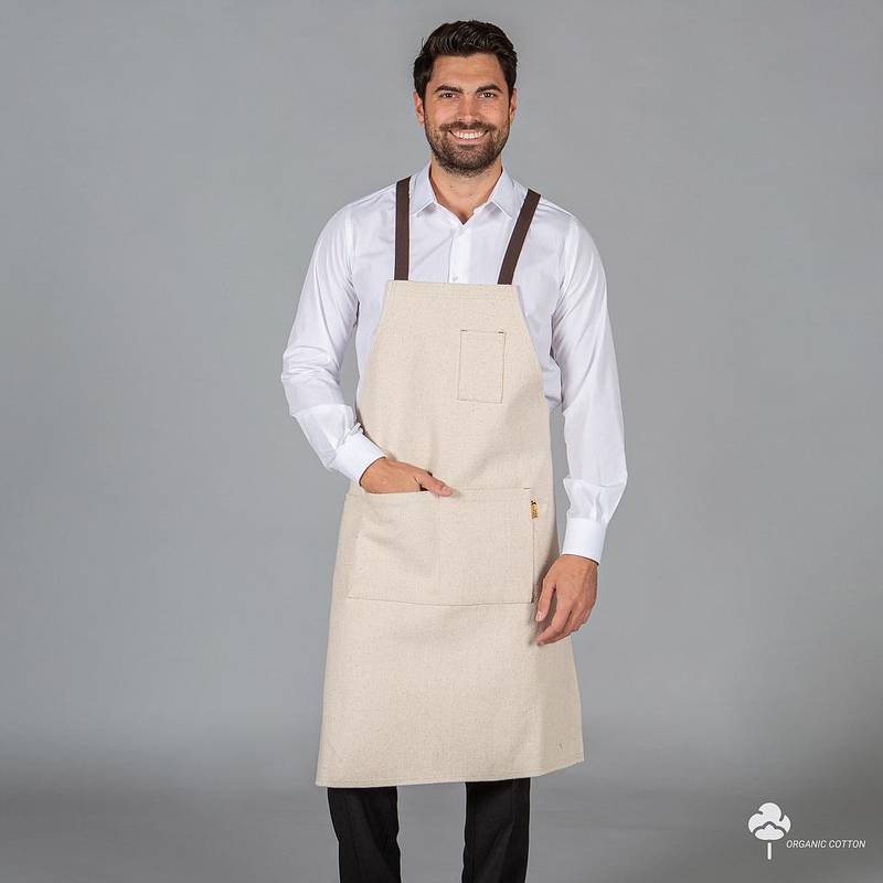 Grembiule con pettorina "stuoia"  tessuto organico Garys