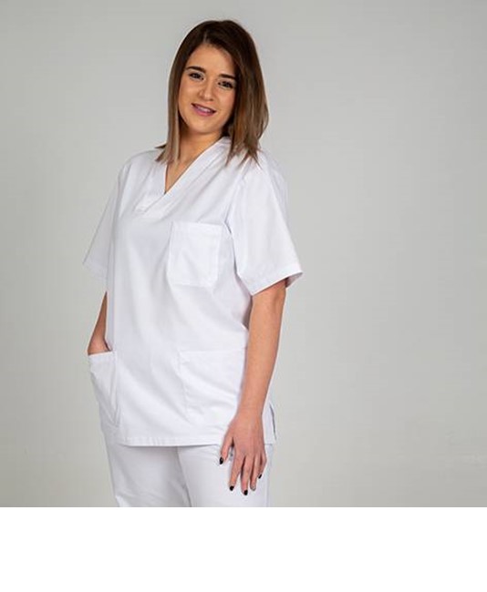 Camicetta sanitaria unisex in twill bianco con scollo a v Garys Redline Camicetta sanitaria unisex in twill bianco con scollo a v Garys Redline