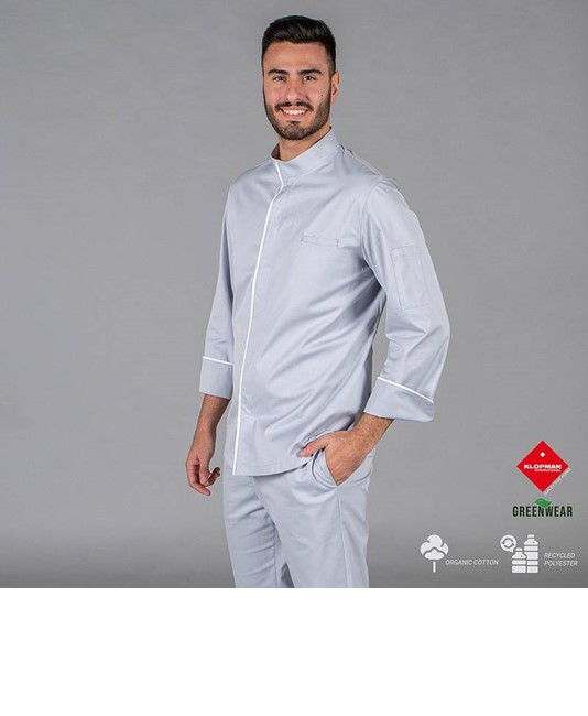 Giacca cucina unisex tessuto riciclato e organico klopman Garys Beltran Giacca cucina unisex tessuto riciclato e organico klopman Garys Beltran