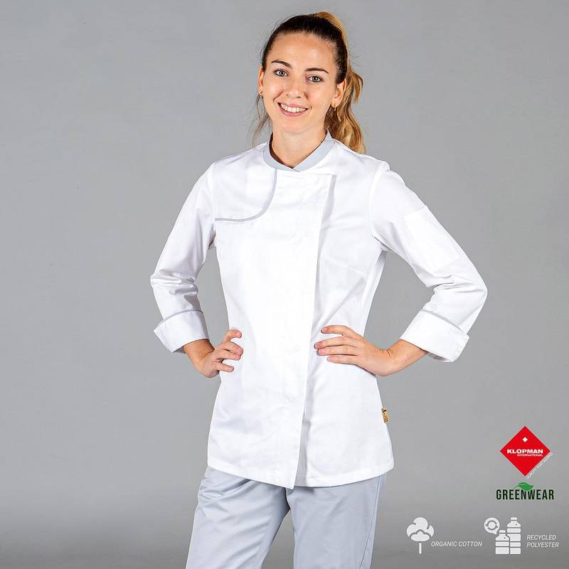 Giacca cucina donna tessuto riciclato e organico klopman Garys Anaya