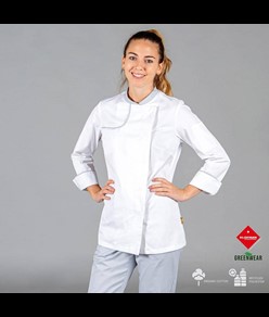 Giacca cucina donna tessuto riciclato e organico klopman Garys Anaya