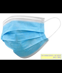 MASCHERINA CHIRURGICA FILTRANTE  3 VELI tipo IIR con elastici.Conf.10 pz