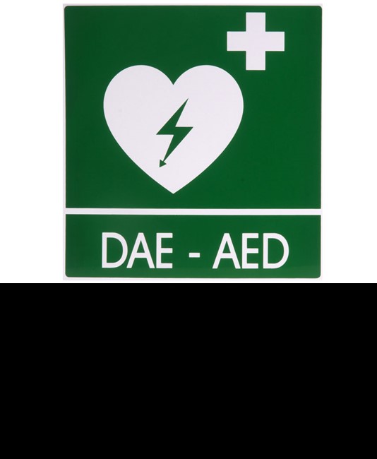 CARTELLO SEGNALATORE DAE/AED IN ALLUMINIO 29x36 cm per defibrillatori
