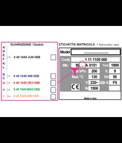 GUARNIZIONE PER AUTOCLAVE H100, numero di serie A,D,E,F,K,L