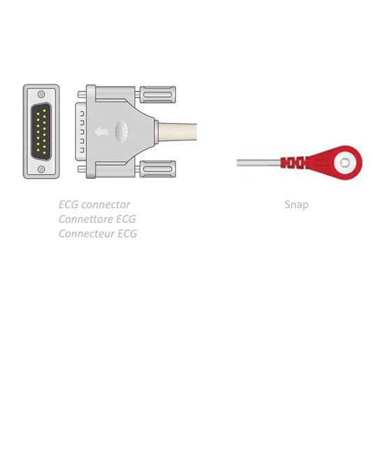 CAVO PAZIENTE ECG 3,5 m - snap - compatibile Camina, Colson, ST, altri