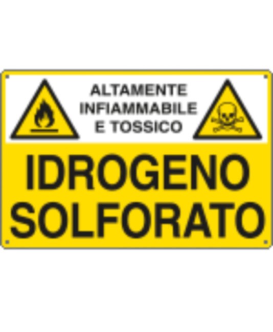 Cartello 'idrogeno solforato altamente infiammabile e tossico' Cartello 'idrogeno solforato altamente infiammabile e tossico'