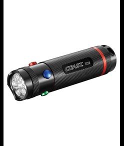 torcia TX10 con luce bianca, rossa, blu e verde. Coast