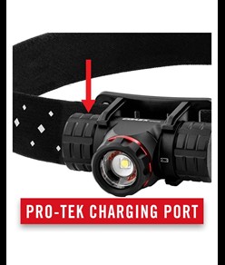 XPH25R Lampada frontale ricaricabile con indicatore di batteria - in confezione blister - confezione con doppio verso Coast