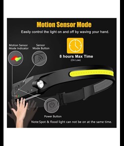 Lampada frontale ricaricabile HLS350 con sensore - 350 lumen Japcell
